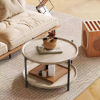 Table d'appoint, Table de chevet ronde à 2 niveaux, Table d'appoint ovale avec cadre en acier pour petits espaces, salon, chambre à coucher, facile à assembler