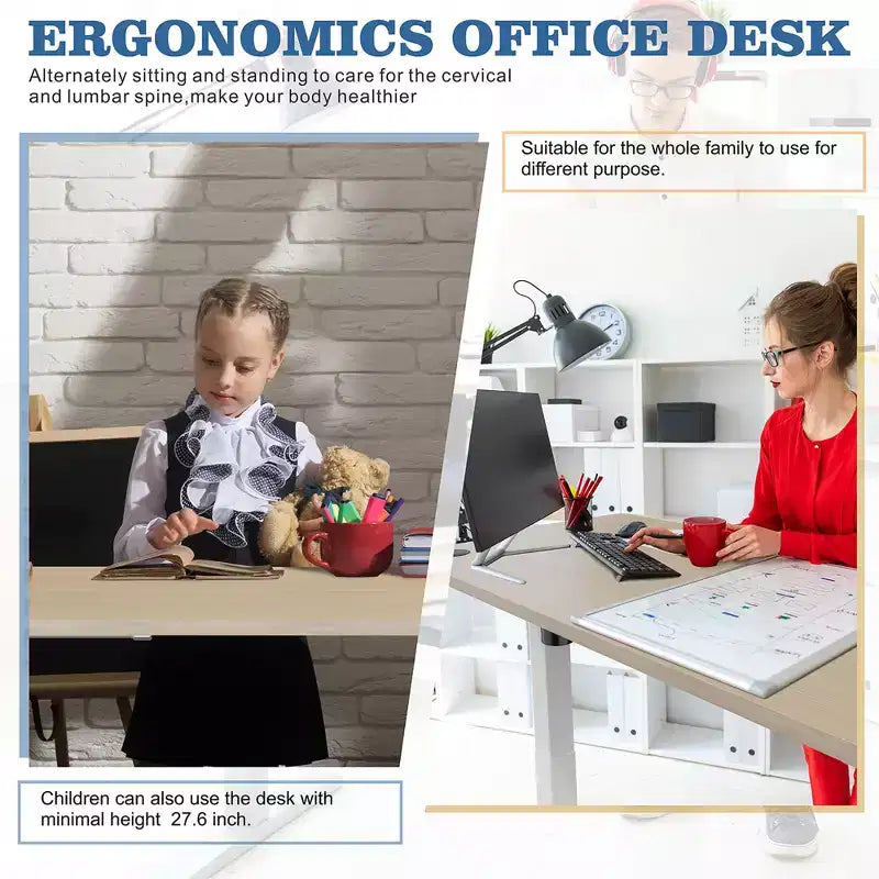 Bureau Debout à Hauteur Réglable Celebalcony 55, Station de Travail Informatique avec 2 Boutons de Préréglage de Mémoire