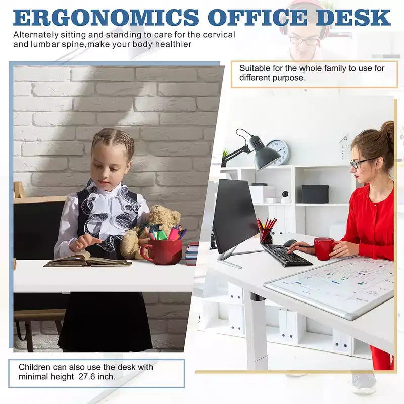 Bureau Debout à Hauteur Réglable Celebalcony 55, Station de Travail Informatique avec 2 Boutons de Préréglage de Mémoire