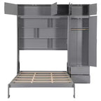 Lit escamotable Queen Murphy avec armoire, lit mural pliant Queen Size avec armoire de rangement et étagères pour chambre d'amis