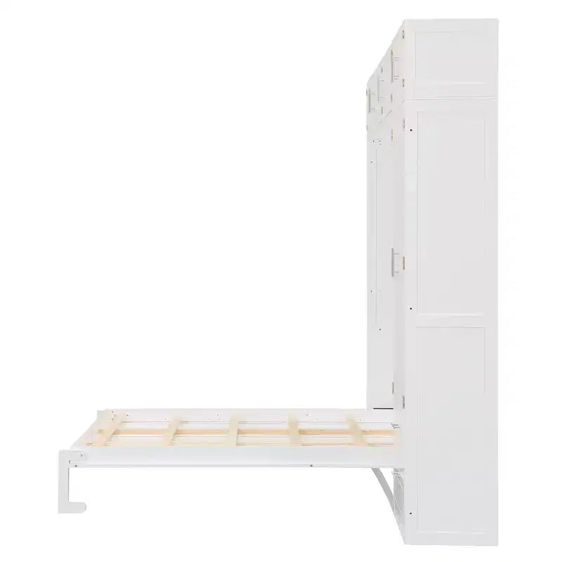 Lit escamotable Queen Murphy avec armoire, lit mural pliant Queen Size avec armoire de rangement et étagères pour chambre d'amis