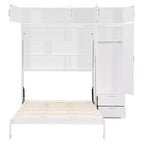 Lit escamotable Queen Murphy avec armoire, lit mural pliant Queen Size avec armoire de rangement et étagères pour chambre d'amis