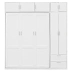Lit escamotable Queen Murphy avec armoire, lit mural pliant Queen Size avec armoire de rangement et étagères pour chambre d'amis