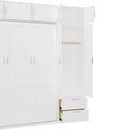 Lit escamotable Queen Murphy avec armoire, lit mural pliant Queen Size avec armoire de rangement et étagères pour chambre d'amis