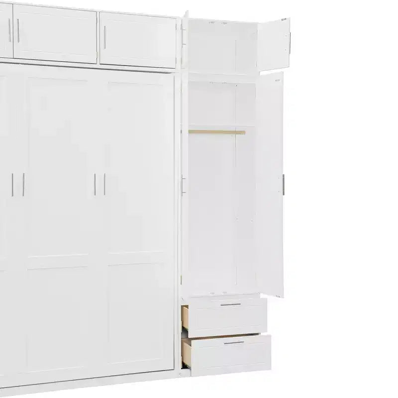 Lit escamotable Queen Murphy avec armoire, lit mural pliant Queen Size avec armoire de rangement et étagères pour chambre d'amis
