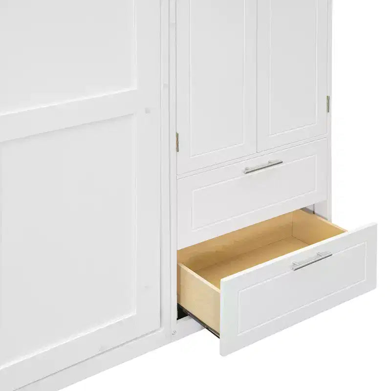 Lit escamotable Queen Murphy avec armoire, lit mural pliant Queen Size avec armoire de rangement et étagères pour chambre d'amis