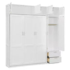 Lit escamotable Queen Murphy avec armoire, lit mural pliant Queen Size avec armoire de rangement et étagères pour chambre d'amis