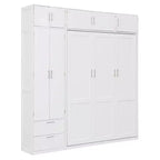 Lit escamotable Queen Murphy avec armoire, lit mural pliant Queen Size avec armoire de rangement et étagères pour chambre d'amis