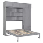 Lit escamotable Queen Murphy avec armoire, lit mural pliant Queen Size avec armoire de rangement et étagères pour chambre d'amis