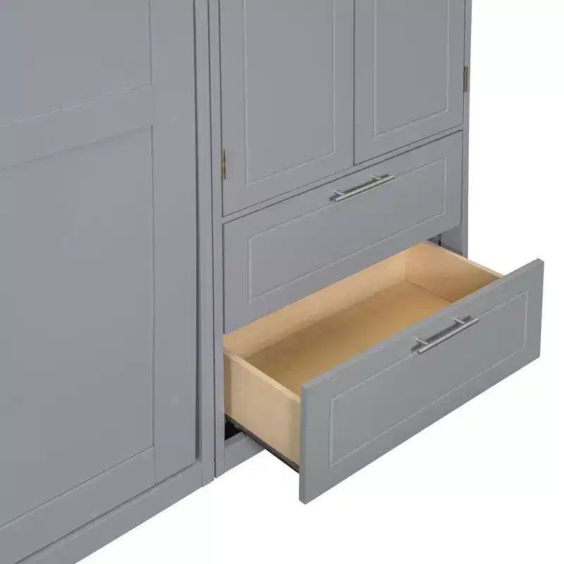Lit escamotable Queen Murphy avec armoire, lit mural pliant Queen Size avec armoire de rangement et étagères pour chambre d'amis