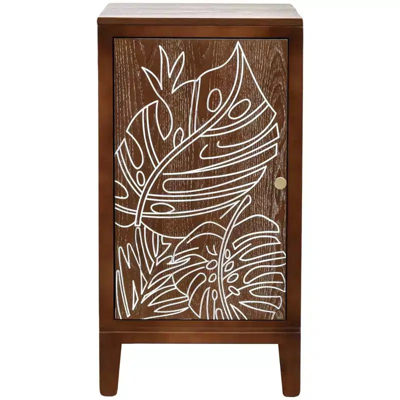 Table d'appoint eHemco Tropical Monstera, style rétro moderne, 41,9 x 35,6 x 78,7 cm, finition noyer antique