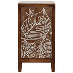 Table d'appoint eHemco Tropical Monstera, style rétro moderne, 41,9 x 35,6 x 78,7 cm, finition noyer antique