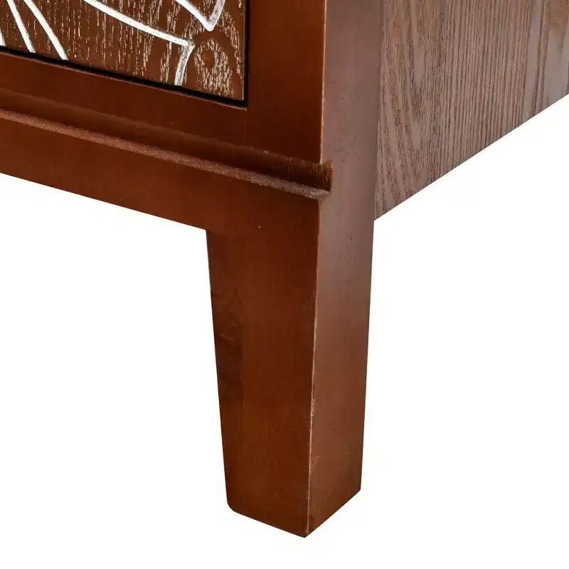 Table d'appoint eHemco Tropical Monstera, style rétro moderne, 41,9 x 35,6 x 78,7 cm, finition noyer antique