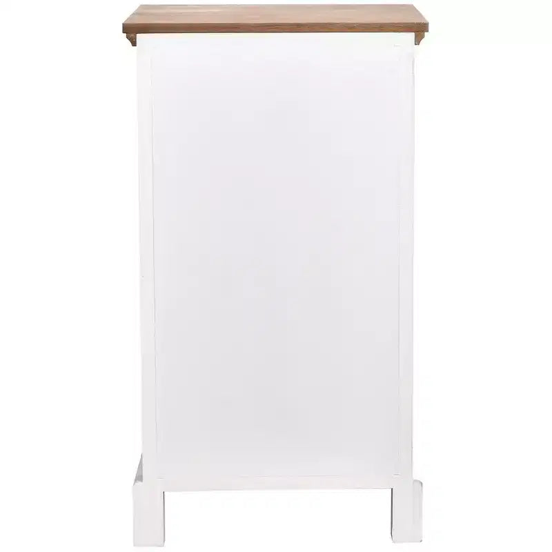 Table d'appoint sculptée de fleurs ornementales eHemco avec rangement, 18 x 14 x 30,5 pouces, meuble de salon de style rétro, naturel et blanc