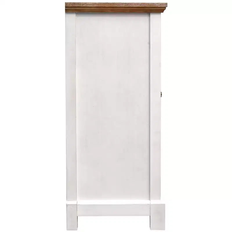 Table d'appoint sculptée de fleurs ornementales eHemco avec rangement, 18 x 14 x 30,5 pouces, meuble de salon de style rétro, naturel et blanc