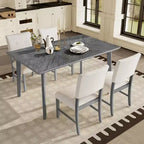 Ensemble de salle à manger 5 pièces, table de cuisine de ferme rustique et 4 chaises rembourrées - ModernLuxe