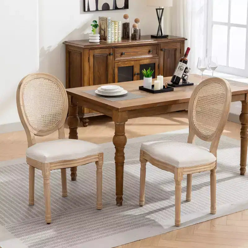 2 Piece Mid Century Upholstered Chairs, Modern Dining Chairs with Breathable Backrest, Wood Frame, for Living Room, Kitchen, Dining Room