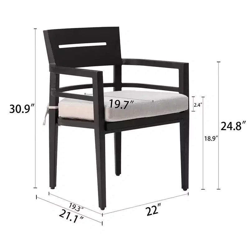 Chaise de salle à manger d'extérieur en teck avec coussin, convient aux patios, espaces extérieurs, balcons, vérandas, arrière-cours et terrasses.