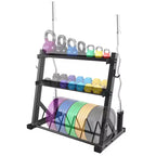 3 Tier Barbell Storage Racks, 1000 LBS Capacity Adjustable Weight Rack for Dumbbell, Kettlebell, Barbell Bar(Q235 Carbon Steel)