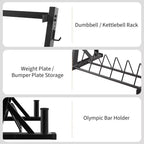 Supports de rangement pour haltères à 3 niveaux, capacité de 450 kg, support de poids réglable pour haltères, kettlebells, barres d'haltères (acier au carbone Q235)