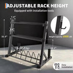 Supports de rangement pour haltères à 3 niveaux, capacité de 450 kg, support de poids réglable pour haltères, kettlebells, barres d'haltères (acier au carbone Q235)