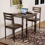 Industrial 3-Piece Dining Table Set for 2 with Cushioned Chairs  Kitchen Table Set with Spiral Leg Design Table (Black)