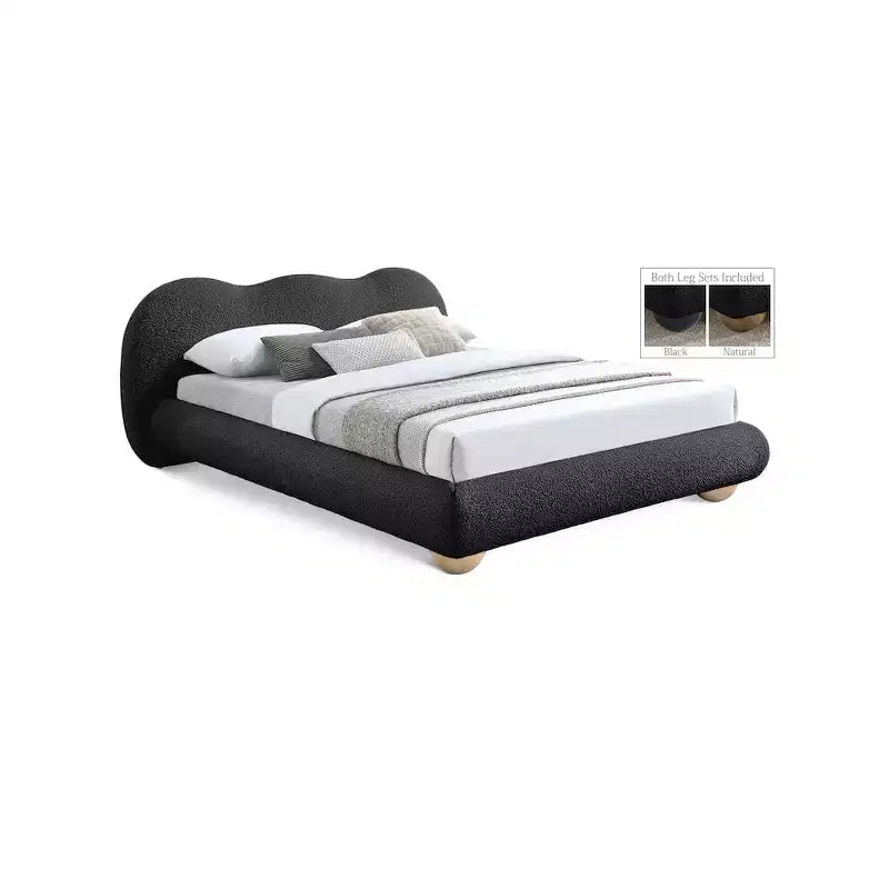 Meridian Furniture,Hyde Boucle Fabric Bed