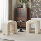 Okak 24 Inverted U-Shaped Boucle Bar Stools Set of 2, Modern Dining Chairs with Footrest, Chic Stools for Kitchen Island, Living Room