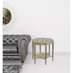 HomeRoots Table d'appoint ronde avec étagère en bois manufacturé beige 28