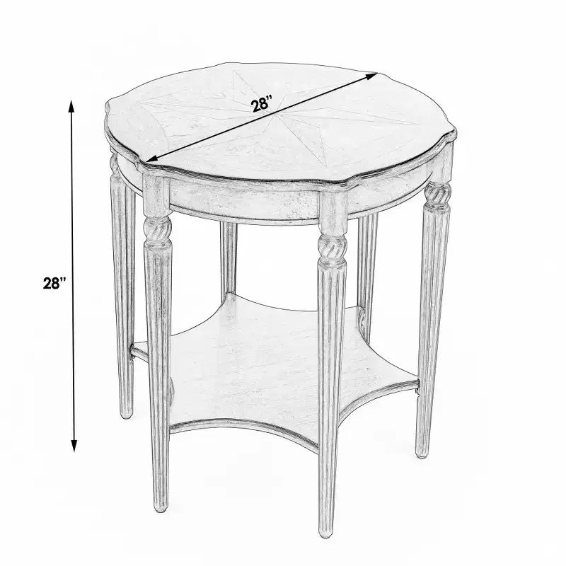 HomeRoots Table d'appoint ronde avec étagère en bois manufacturé beige 28