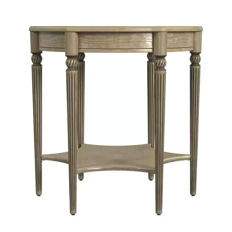 HomeRoots Table d'appoint ronde avec étagère en bois manufacturé beige 28