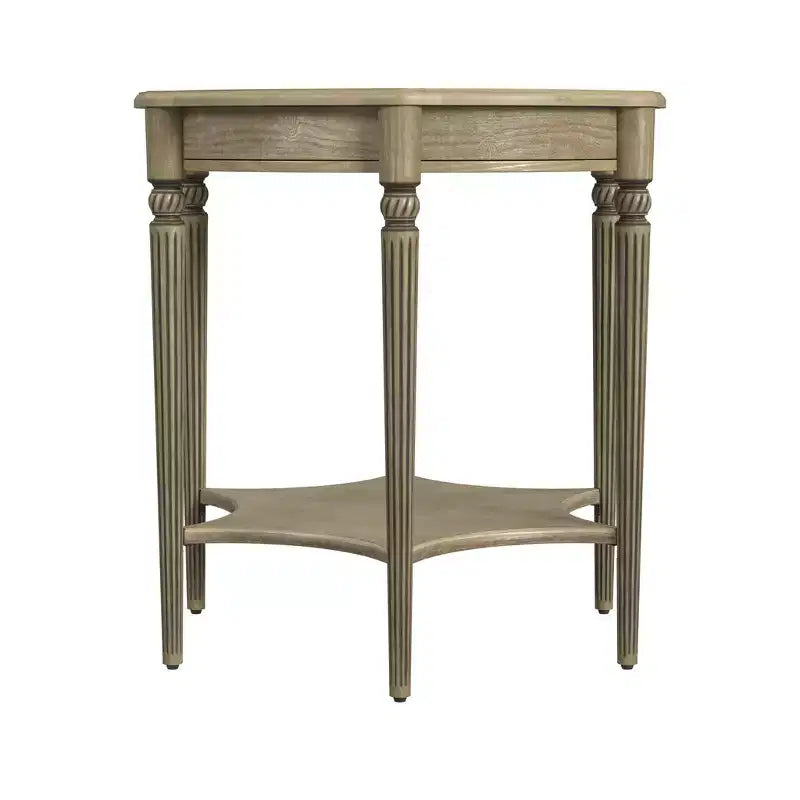 HomeRoots Table d'appoint ronde avec étagère en bois manufacturé beige 28