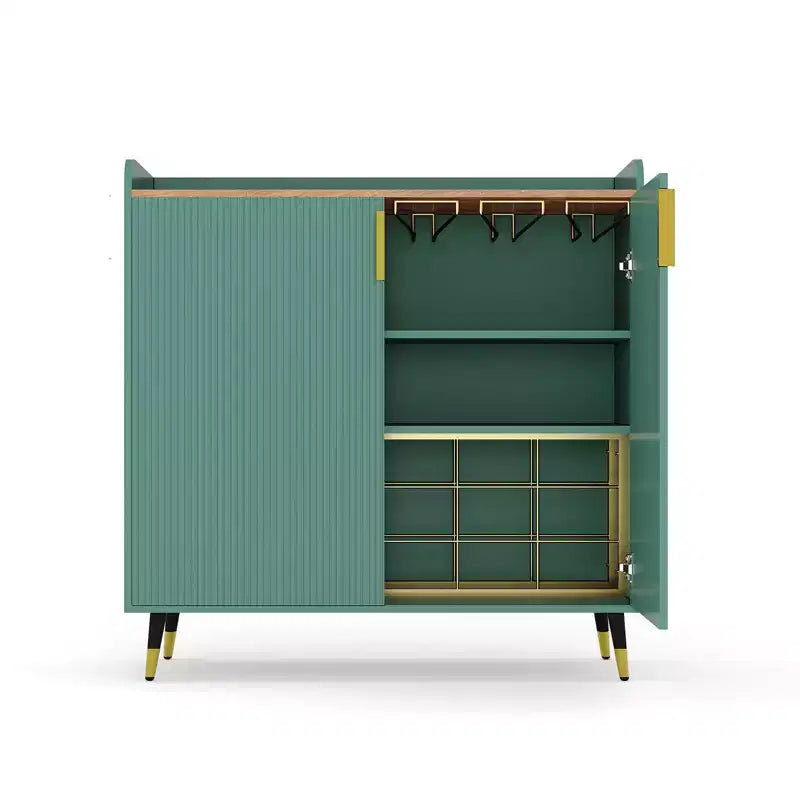 31,5 Meuble Bar à Vin, Meuble de Café en Bois avec Porte-Bouteilles et Porte-Verres, Buffet Moderne pour Salon Entrée