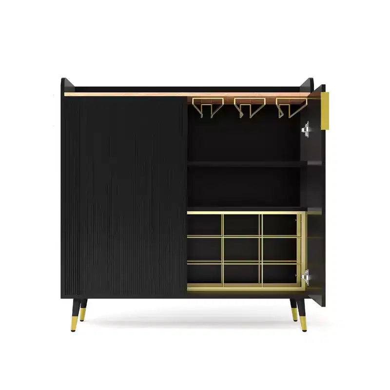 31,5 Meuble Bar à Vin, Meuble de Café en Bois avec Porte-Bouteilles et Porte-Verres, Buffet Moderne pour Salon Entrée
