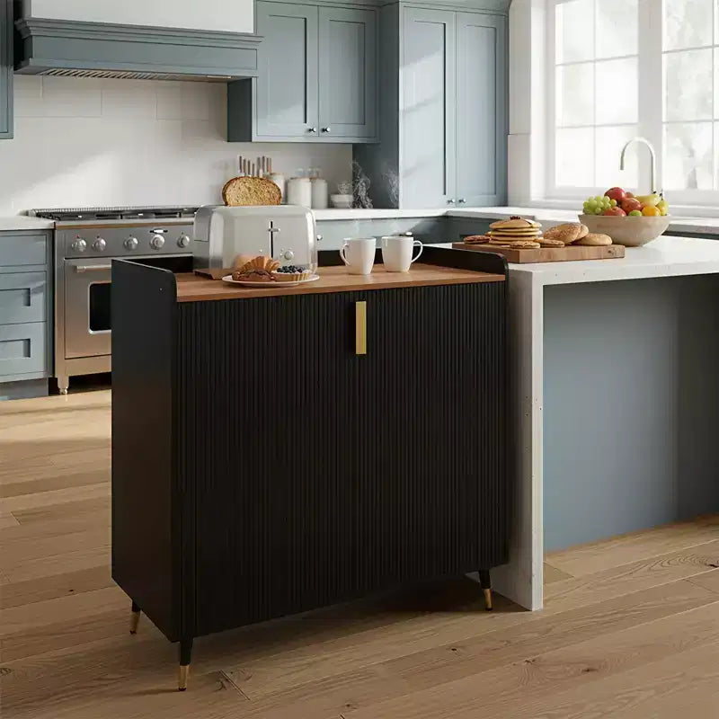 31,5 Meuble Bar à Vin, Meuble de Café en Bois avec Porte-Bouteilles et Porte-Verres, Buffet Moderne pour Salon Entrée