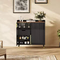31.5 Wine Bar Cabinet, Wooden Coffee Bar Cabinet with Wine Rack & Glass Holder, Modern Sideboard Buffet Cabinet for Home Living Room Entryway