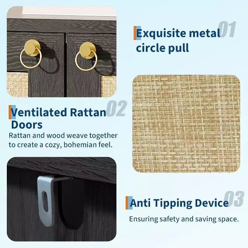 Meuble à chaussures, Meuble à chaussures de style rustique pour entrée, Organiseur à chaussures à 5 niveaux avec portes et étagères, Meuble à chaussures étroit autonome et dissimulé