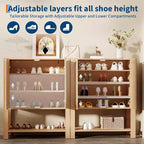 Meuble à chaussures, Meuble à chaussures de style rustique pour entrée, Organiseur à chaussures à 5 niveaux avec portes et étagères, Meuble à chaussures étroit autonome et dissimulé