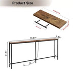 FurnitureR 71 Console d'entrée avec 2 étagères murales flottantes, ensemble de table de couloir étroite industrielle avec prise de courant pour salon, entrée