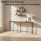 FurnitureR 71 Console d'entrée avec 2 étagères murales flottantes, ensemble de table de couloir étroite industrielle avec prise de courant pour salon, entrée