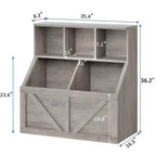 Étagère compacte en bois pour livres d'enfants et organiseur de jouets – 89 cm, 3 étagères ouvertes, 2 bacs de rangement – Bibliothèque à 2 niveaux