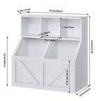Étagère compacte en bois pour livres d'enfants et organiseur de jouets – 89 cm, 3 étagères ouvertes, 2 bacs de rangement – Bibliothèque à 2 niveaux