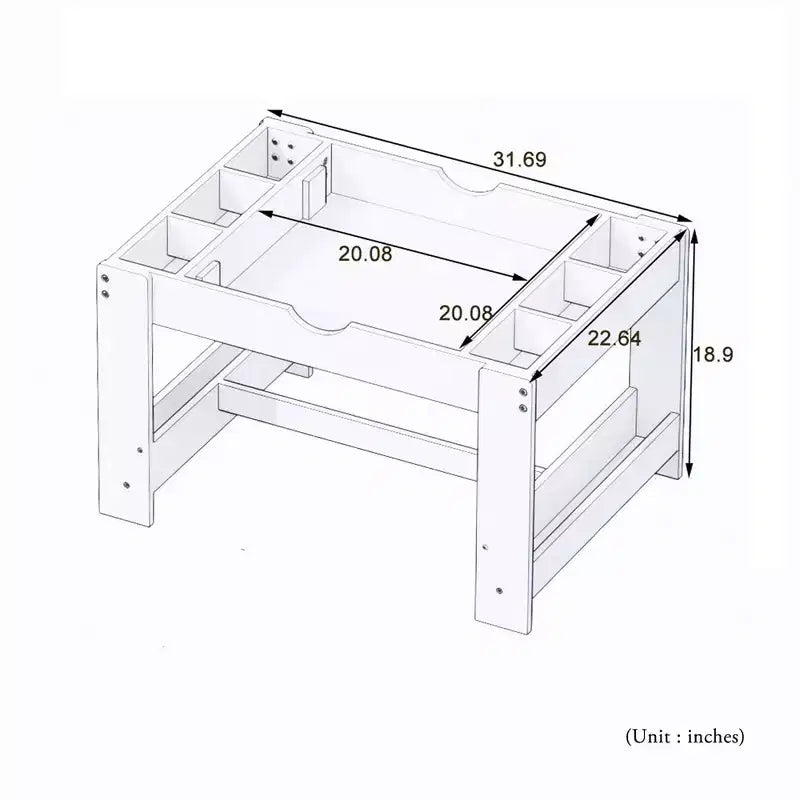 JVNOXK Table de Jeu 2 en 1 pour Enfants avec 7 Compartiments de Rangement, Compatible avec les Blocs de Construction LEGO, Table d'Activités d'Apprentissage Moderne, Meuble de Jeu - Blanc