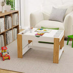 JVNOXK Table de Jeu 2 en 1 pour Enfants avec 7 Compartiments de Rangement, Compatible avec les Blocs de Construction LEGO, Table d'Activités d'Apprentissage Moderne, Meuble de Jeu - Blanc