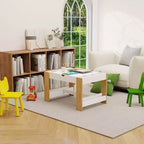 JVNOXK Table de Jeu 2 en 1 pour Enfants avec 7 Compartiments de Rangement, Compatible avec les Blocs de Construction LEGO, Table d'Activités d'Apprentissage Moderne, Meuble de Jeu - Blanc