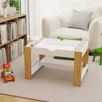 JVNOXK Table de Jeu 2 en 1 pour Enfants avec 7 Compartiments de Rangement, Compatible avec les Blocs de Construction LEGO, Table d'Activités d'Apprentissage Moderne, Meuble de Jeu - Blanc