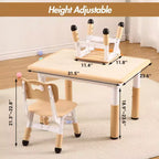 Ensemble table et 4 chaises pour enfants COZONY, table d'activités réglable en hauteur pour tout-petits avec 4 chaises, table de jeux pour activités artistiques et manuelles pour la maison
