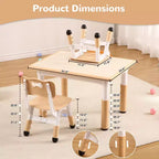 Ensemble table et 4 chaises pour enfants COZONY, table d'activités réglable en hauteur pour tout-petits avec 4 chaises, table de jeux pour activités artistiques et manuelles pour la maison