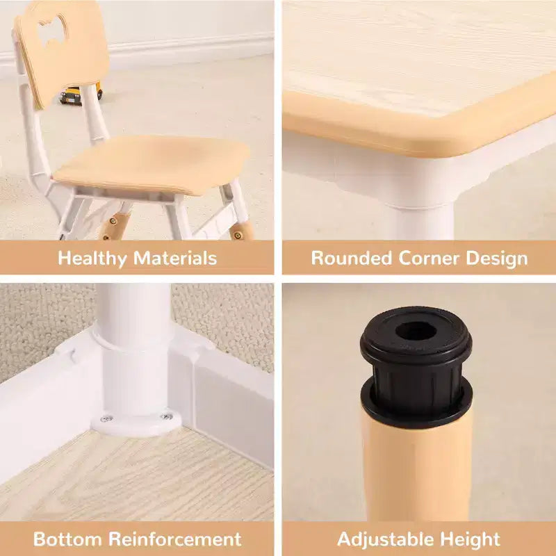 Ensemble table et 4 chaises pour enfants COZONY, table d'activités réglable en hauteur pour tout-petits avec 4 chaises, table de jeux pour activités artistiques et manuelles pour la maison