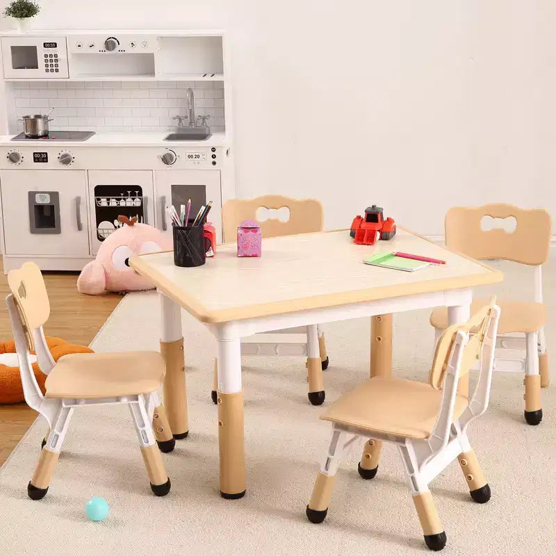 Ensemble table et 4 chaises pour enfants COZONY, table d'activités réglable en hauteur pour tout-petits avec 4 chaises, table de jeux pour activités artistiques et manuelles pour la maison